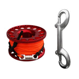 Maxbell Ultralight Red Aluminum Alloy Scuba Diving Reel Spool w/ 30m Line, Stainless Steel Dual End Bolt Snap Clip - Compact & Portable