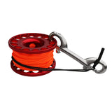 Maxbell Ultralight Red Aluminum Alloy Scuba Diving Reel Spool w/ 30m Line, Stainless Steel Dual End Bolt Snap Clip - Compact & Portable