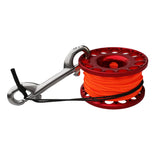 Maxbell Ultralight Red Aluminum Alloy Scuba Diving Reel Spool w/ 30m Line, Stainless Steel Dual End Bolt Snap Clip - Compact & Portable