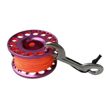 Maxbell Purple Aluminum Alloy Scuba Diving Finger Reel Spool with 15m Line, Stainless Steel Double End Bolt Snap - Ultralight & Durable