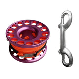 Maxbell Purple Aluminum Alloy Scuba Diving Finger Reel Spool with 15m Line, Stainless Steel Double End Bolt Snap - Ultralight & Durable