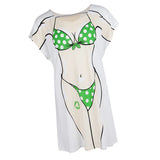 Maxbell Fun Women Polka Dots Bikini Cover-up T-shirt Tee Tops Birthday Gift Pajamas