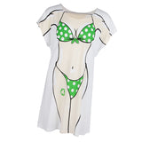Maxbell Fun Women Polka Dots Bikini Cover-up T-shirt Tee Tops Birthday Gift Pajamas