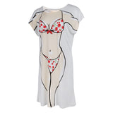 Maxbell Fun Women Red Cherry Bikini Cover-up T-shirt Tee Tops Birthday Gift Pajamas