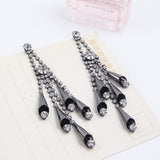 Maxbell 1 Pair Fashion Charm Women Lady Long Tassel All Occasions Ear Studs Black