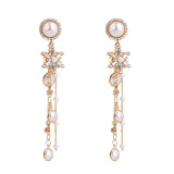 Maxbell Long Tassel Statement Faux Pearl Snowflake Dangle Earrings Charms Jewelry