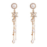 Maxbell Long Tassel Statement Faux Pearl Snowflake Dangle Earrings Charms Jewelry