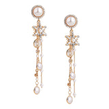 Maxbell Long Tassel Statement Faux Pearl Snowflake Dangle Earrings Charms Jewelry