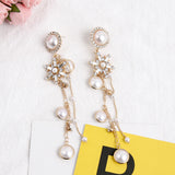 Maxbell Long Tassel Statement Faux Pearl Snowflake Dangle Earrings Charms Jewelry