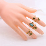 Maxbell 6pcs Vintage Tortoise Elephant Midi Finger Stacking Ring Set Antique Gold