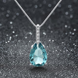 Maxbell Lovely Light Blue Rhinestone Waterdrop Pendant 925 Sterling Silver Necklace