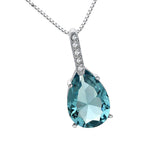 Maxbell Lovely Light Blue Rhinestone Waterdrop Pendant 925 Sterling Silver Necklace