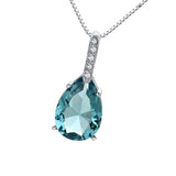 Maxbell Lovely Light Blue Rhinestone Waterdrop Pendant 925 Sterling Silver Necklace