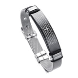 Maxbell 17.5-22cm Men Religious Prayer Black Cross Bracelet Stainless Steel Cuff Adjustable