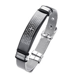 Maxbell 17.5-22cm Men Religious Prayer Black Cross Bracelet Stainless Steel Cuff Adjustable