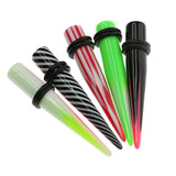 Maxbell 5 Pair Assorted Colors Straight Taper with O ring Ear Stretching 8mm(0G)