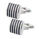 Maxbell Fashion Males Brass Black Square Striped Cufflinks Simple Business Cufflinks