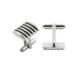 Maxbell Fashion Males Brass Black Square Striped Cufflinks Simple Business Cufflinks