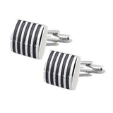 Maxbell Fashion Males Brass Black Square Striped Cufflinks Simple Business Cufflinks