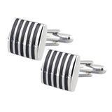 Maxbell Fashion Males Brass Black Square Striped Cufflinks Simple Business Cufflinks