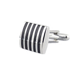 Maxbell Fashion Males Brass Black Square Striped Cufflinks Simple Business Cufflinks