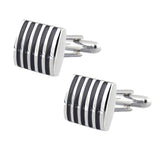 Maxbell Fashion Males Brass Black Square Striped Cufflinks Simple Business Cufflinks