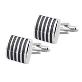 Maxbell Fashion Males Brass Black Square Striped Cufflinks Simple Business Cufflinks