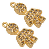 Maxbell 2 Pcs Fancy "Little Boy" Gold Crystal Metal Pendant for Necklace Bracelet Jewelry