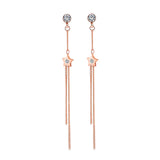 Maxbell 1 Pair Fashion Charm Women Long Tassel Pentagram Ear Studs Rose Gold Gift