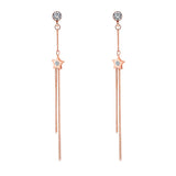 Maxbell 1 Pair Fashion Charm Women Long Tassel Pentagram Ear Studs Rose Gold Gift