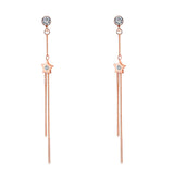 Maxbell 1 Pair Fashion Charm Women Long Tassel Pentagram Ear Studs Rose Gold Gift
