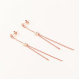 Maxbell 1 Pair Fashion Charm Women Long Tassel Pentagram Ear Studs Rose Gold Gift