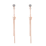 Maxbell 1 Pair Fashion Charm Women Long Tassel Pentagram Ear Studs Rose Gold Gift