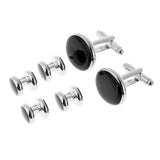 Maxbell 6 Pcs Fashion Formal Costume Shirt Round Black Cufflinks And Studs Set
