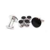 Maxbell 6 Pcs Fashion Formal Costume Shirt Round Black Cufflinks And Studs Set