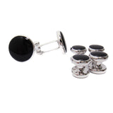 Maxbell 6 Pcs Fashion Formal Costume Shirt Round Black Cufflinks And Studs Set