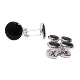 Maxbell 6 Pcs Fashion Formal Costume Shirt Round Black Cufflinks And Studs Set