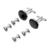 Maxbell 6 Pcs Fashion Formal Costume Shirt Round Black Cufflinks And Studs Set