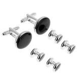Maxbell 6 Pcs Fashion Formal Costume Shirt Round Black Cufflinks And Studs Set