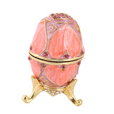 Maxbell Pink Enamel Rhinestone Easter Egg Jewelry Storage Box Wedding Ring Holder