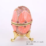 Maxbell Pink Enamel Rhinestone Easter Egg Jewelry Storage Box Wedding Ring Holder