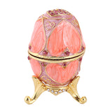 Maxbell Pink Enamel Rhinestone Easter Egg Jewelry Storage Box Wedding Ring Holder