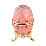 Maxbell Pink Enamel Rhinestone Easter Egg Jewelry Storage Box Wedding Ring Holder