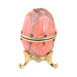 Maxbell Pink Enamel Rhinestone Easter Egg Jewelry Storage Box Wedding Ring Holder