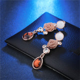 Maxbell Chic Floral Roses Flower Drop Earrings Czech Drill Alloy Jewelry Accessories