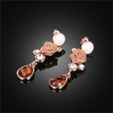 Maxbell Chic Floral Roses Flower Drop Earrings Czech Drill Alloy Jewelry Accessories