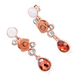 Maxbell Chic Floral Roses Flower Drop Earrings Czech Drill Alloy Jewelry Accessories