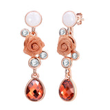 Maxbell Chic Floral Roses Flower Drop Earrings Czech Drill Alloy Jewelry Accessories