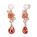 Maxbell Chic Floral Roses Flower Drop Earrings Czech Drill Alloy Jewelry Accessories