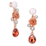 Maxbell Chic Floral Roses Flower Drop Earrings Czech Drill Alloy Jewelry Accessories